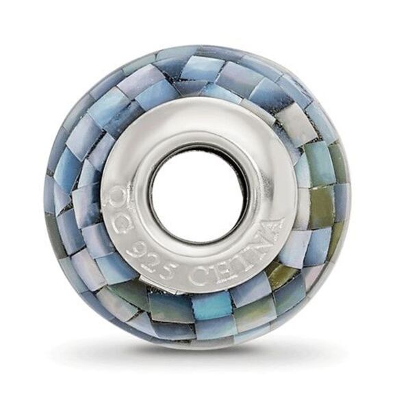 Brand new Sterling Silver Reflections Black Mother of Pearl Mosaic Bead - Picture 3 of 3